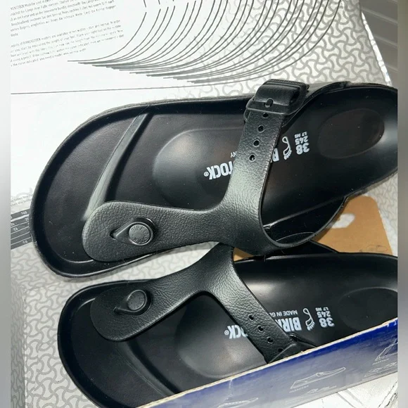 New Birkenstock Gizeh Black EVA Sandals Sz 38 Sz 7 - Picture 2 of 8